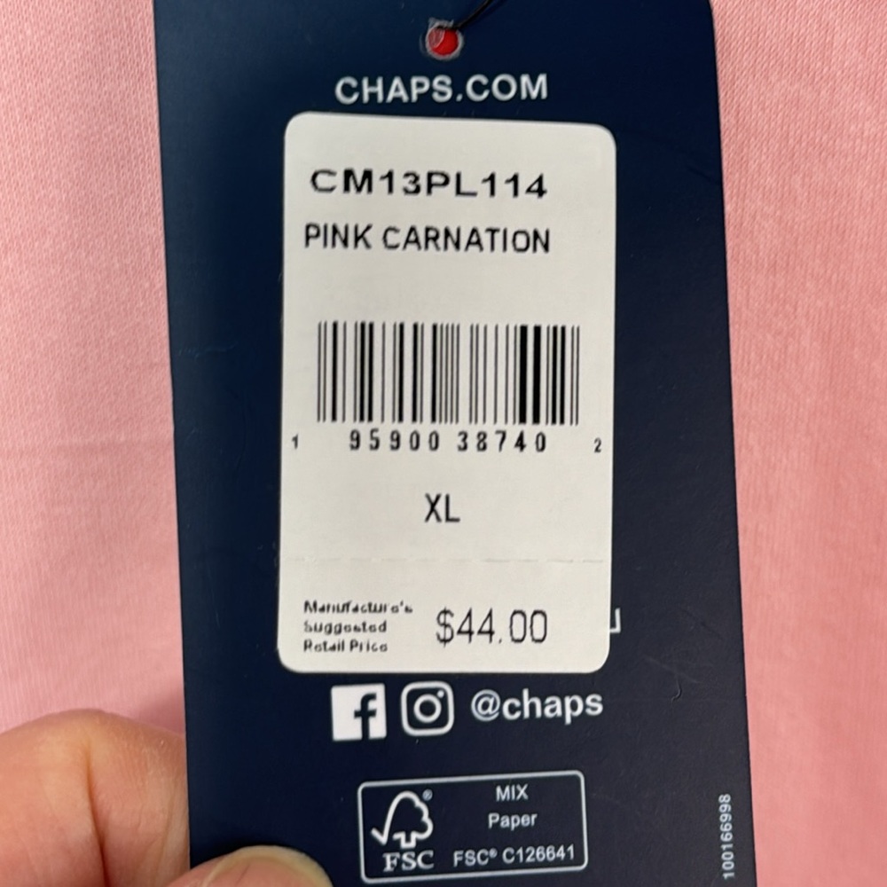 NWT Men’s Chaps Pink Polo Shirt in Size XL - Picture 12 of 13